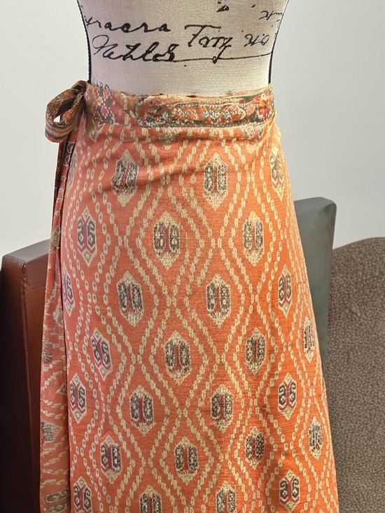 Dresses & Skirts - Boho Wrap Skirt in Warm Orange Ikat